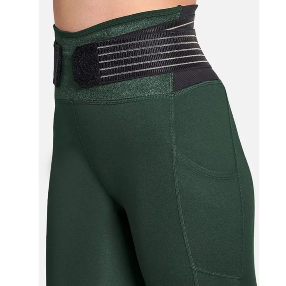 TOMMIE COPPER  PRO GRADE LOWER BACK SUPPORT LEGGING 24” GREEN ADJ STRAP NWT SZ M